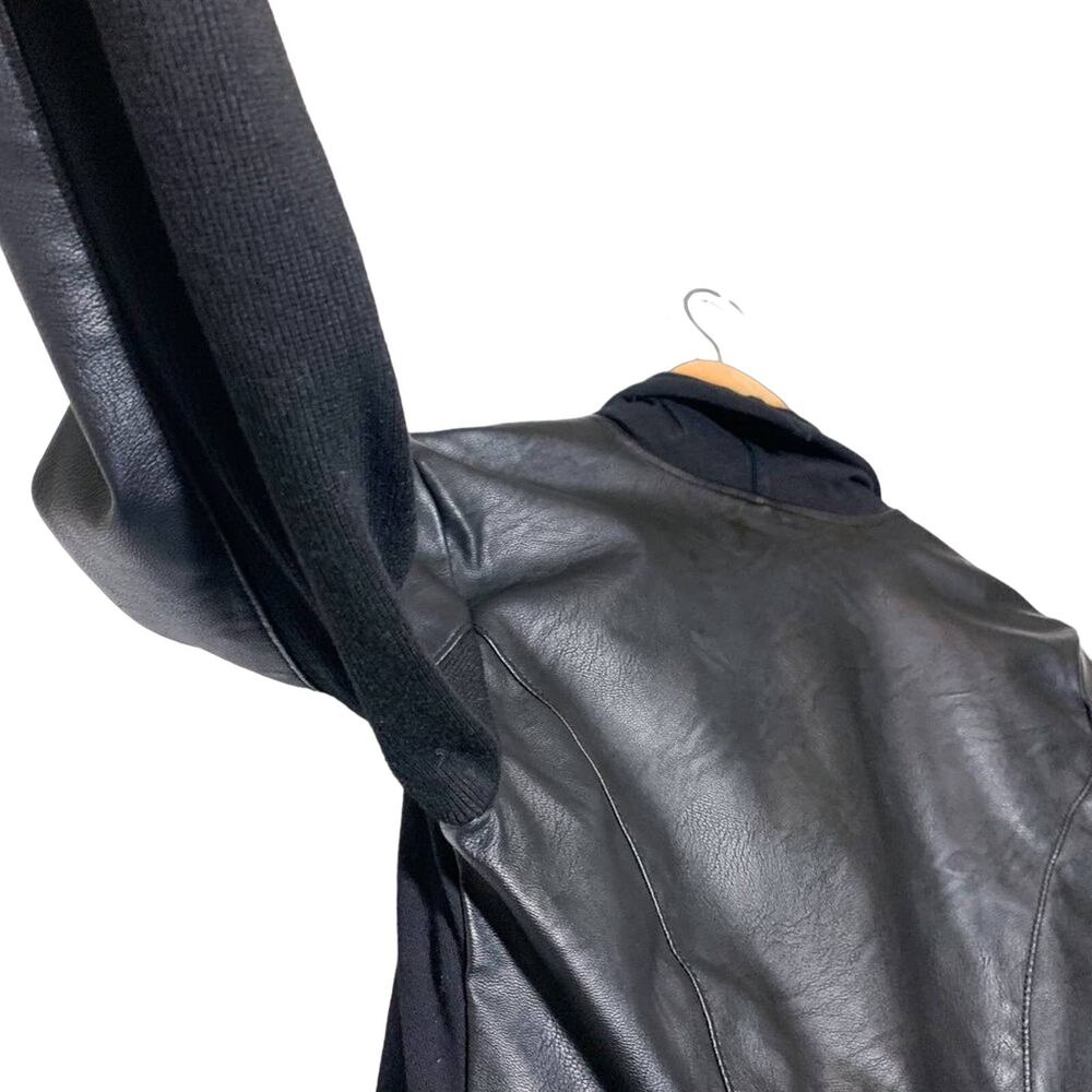 BlankNYC Private Practice Faux Leather Front Draped Moto Jacket Black Small - Picture 10 of 14